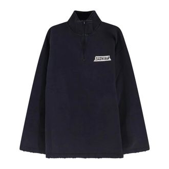 Balenciaga Half-zip High Neck Jumper - male - Balenciaga - Turtlenecks - Black - S - Knitwear