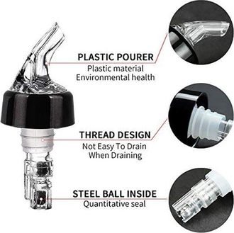 OEM Juego 6 Dosificadores Vasos Medidores Licores 28 Ml (1 Oz), Vertedor Autom&aacute;tico Vino Tequila, Transparente