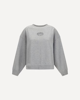 Ganni Crewneck Sweatshirt with logo Female XS