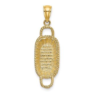Diamond2Deal 14k Yellow Gold 3-D 2 Handles Rectangular Basket Charm