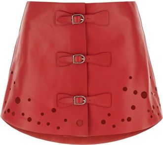 Durazzi Milano perforated leather miniskirt - women - Calf Leather - 42 - Red