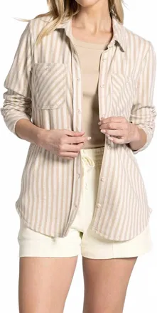 Thread & Supply Lewis Button Down Shirt In Off White/beige