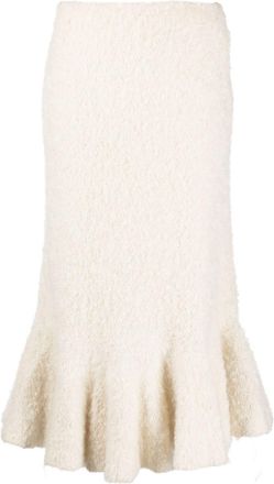 Jil Sander pleated-hem skirt - women - Mohair/Polyamide/Silk/Polyester/Viscose - 34 - Neutrals