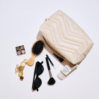 Urban Expression Chic Stitch Cosmetic & Travel Organizer Pouch in Oatmilk at Nordstrom