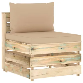 vidaXL Sof&aacute; Central Seccional Con Cojines Madera Impregnada Gris Vidaxl