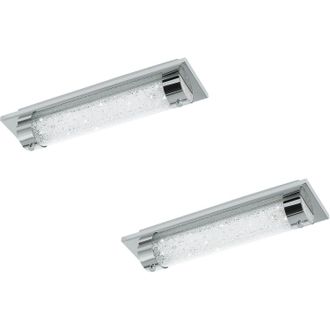 Loops 2 PACK Wall Flush Ceiling Light Colour Chrome Shade Clear Plastic Crystal LED 8W
