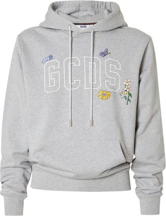 GCDS Geborduurde Regular Hoodie - Dames - Hoodies - Grijs - XL - Katoen - Hoodies & sweatvesten