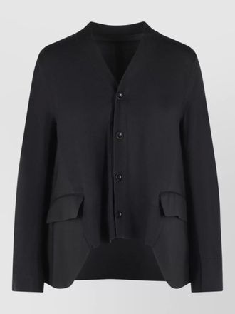 sacai cotton blend cardigan long sleeves v neck