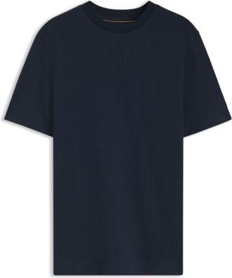 BOSS Windowpane-check T-shirt in a cotton-and-silk blend
