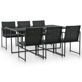 vidaXL Vidaxl - Set Da Pranzo Da Giardino 7 Pz Con Cuscini In Polyrattan Nero