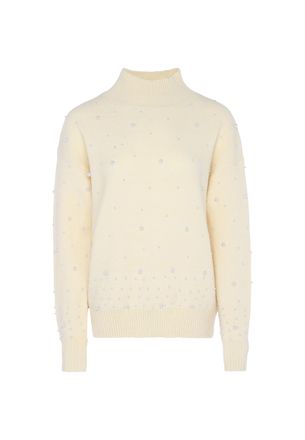 Faina trui met parels Dames wolwit