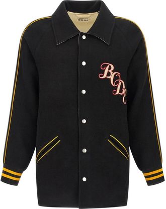 Bode Monogram Snap Reversible Felt and Satin Jacket - Heren - Zomerjassen - Zwart - M - Satijn - Jassen