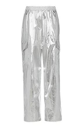 MCM Cargo Pants in Metallic Polyester in Silver at Nordstrom, Size Medium