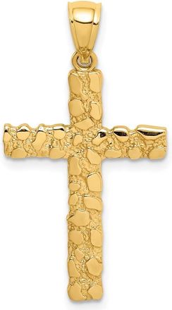 Diamond2Deal 14k Yellow Gold Nugget Cross Pendant
