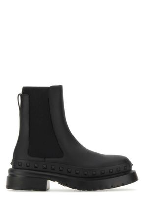 Valentino Garavani Black Leather Rockstud Boots