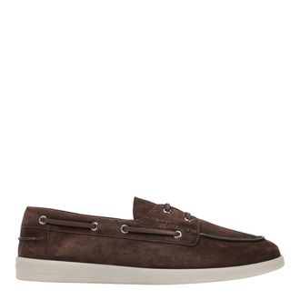 Prada Mocassino - Heren - Bootschoenen - Bruin - 43 1/2 EU - Leer - Schoenen