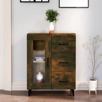 vidaXL Aparador De Madera De Ingenier&iacute;a Roble Ahumado 69,5x34x90 Cm Vidaxl