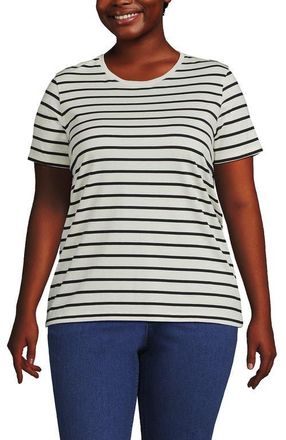 Lands End Relaxed Supima Cotton T-Shirt in Ivory/black Breton Stripe at Nordstrom, Size 1X