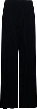 Silvian Heach Wijde broek met verticale ribbels - Dames - Wijde Broeken - Zwart - XS - Polyester - Broeken