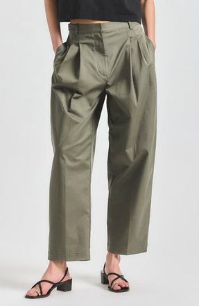 Derek Lam Asher Pleated Crop Pants in Dusty Olive at Nordstrom, Size 12