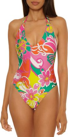 Trina Turk Elara High-Leg One-Piece Swimsuit in Multi at Nordstrom, Size 10