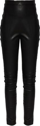 Balmain Pantaloni in pelle con zip - Nero