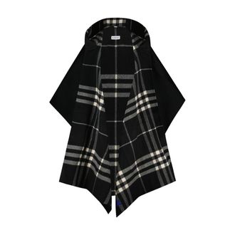 Burberry Womens Cashmere Check Cape Black Capes