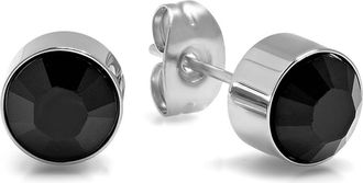 Steeltime 18K Gold Plated April Simulated Birthstone Stud Earrings in Black at Nordstrom Rack