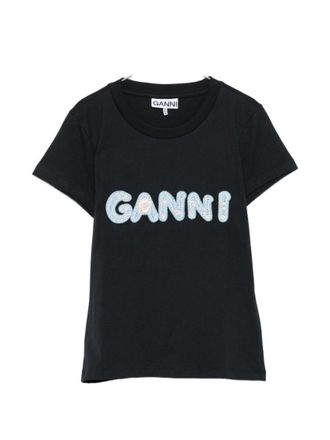 Ganni Black Logo cotton t-shirt
