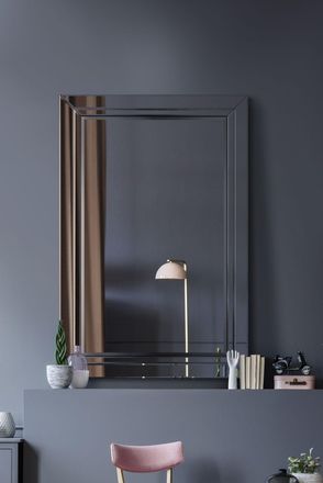MirrorOutlet Cranbury All Glass Large Dress Mirror 120 x 80 CM in Silver | Size: 1 Pack