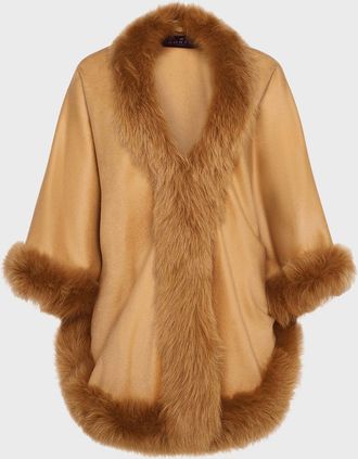 Gorski Cashmere Capelet with Lamb Shearling Trim