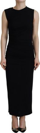 Dsquared2 Black Viscose Sleeveless Ruched Maxi Womens Dress (Pre-Owned)