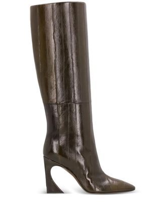 Fendi 95mm Arco leather boots - women - Inshore Hagfish/Calf Leather/Calf Leather - 37 - Green
