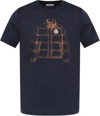 Moncler PRINTED COTTON T SHIRT Size: XXL, colour: NAVY