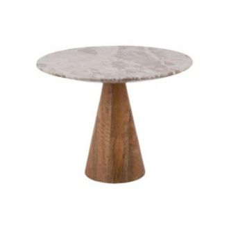 Leitmotiv Mesa auxiliar de madera y m&aacute;rmol &oslash;40cm - Marr&oacute;n