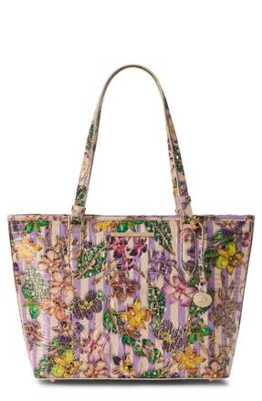 Brahmin Medium Asher Croc Embossed Leather Tote in Pinstripe Petals at Nordstrom