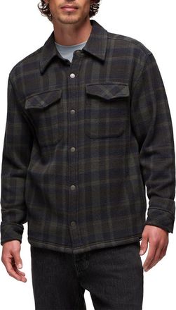 Prana Happy Camp Flannel Snap-Up Shirt Jacket in Thyme at Nordstrom, Size Medium