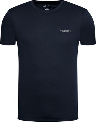 A|X Armani Exchange Mens Short Sleeve Micro Milano/Ny Logo T-Shirt, Navy, L