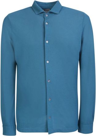 Zanone Blauw Katoenen Overhemd Klassieke Stijl - Heren - Casual Overhemden - Blauw - 3XL - Katoen - Overhemden