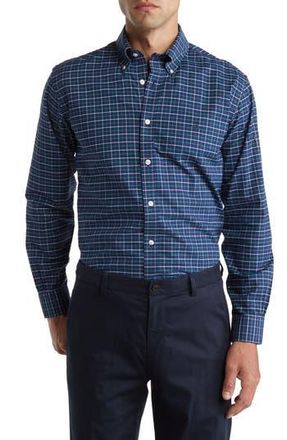 Brooks Brothers Tattersall Cotton Blend Button-Down Shirt in Navy Tatt at Nordstrom Rack, Size Small