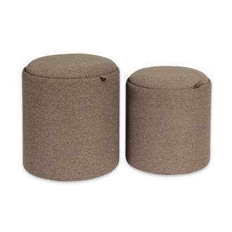 VERSA Taburete reposapi&eacute;s (set de 2) en algod&oacute;n y madera marr&oacute;n