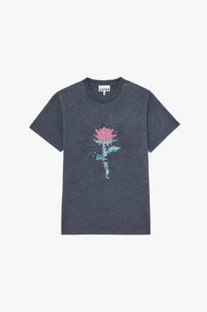 Ganni Mixed T-shirt with Rose - Size XXS Recycled Cotton