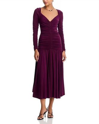 Cinq &agrave; Sept Evedene Ruched Midi Dress In Deep Plum