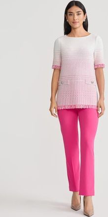 Ming Wang Ombre Fringe Trim Jacquard Knit Tunic in Carmine Rose/limestone at Nordstrom, Size X-Large