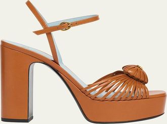 Valentino Garavani VLogo Royal Heart Leather Platform Sandals