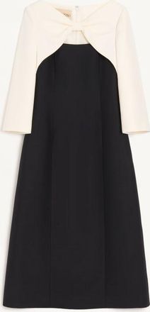 Valentino Abito Midi In Crepe Couture Donna NERO/AVORIO 36