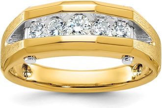 Diamond2Deal 14k Two-tone Lab Grown Diamond 5-Stone Band Ring 1/2Ct Clarity- VS Color- G-H