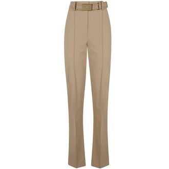 Elisabetta Franchi Pantaloni in tessuto tecnico bi-elastico con cintura - - Trousers - Donna - Marrone - L