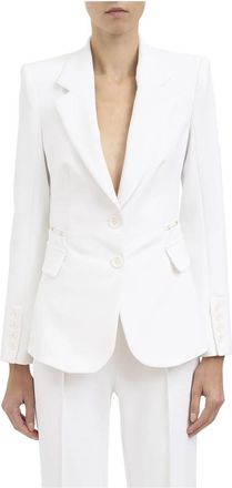Elisabetta Franchi Double Cr&ecirc;pe Stretch Jas - Dames - Blazers - Wit - XS - Leer - Jassen