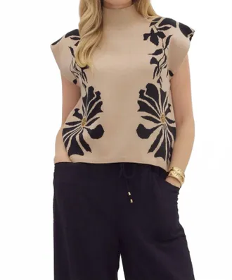 Entro Floral Detail Sweater In Beige